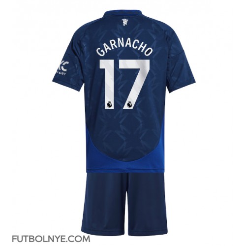 Camiseta Manchester United Alejandro Garnacho #17 Visitante Equipación para niños 2024-25 manga corta (+ pantalones cortos)